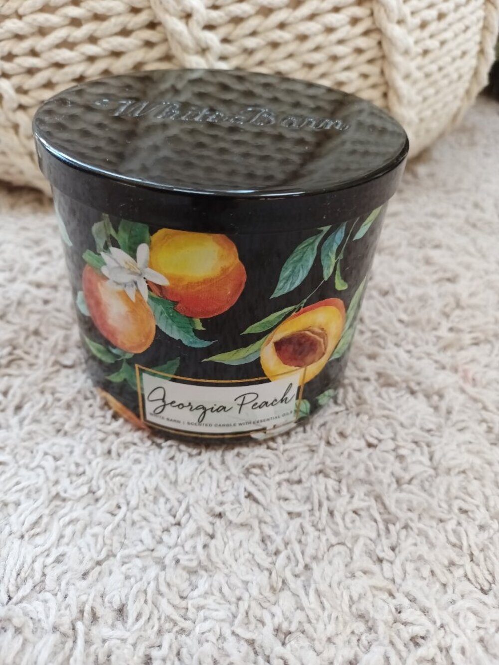 New Bath & Body Works White Barn Peach Candle 3 Wick Candle Vintage